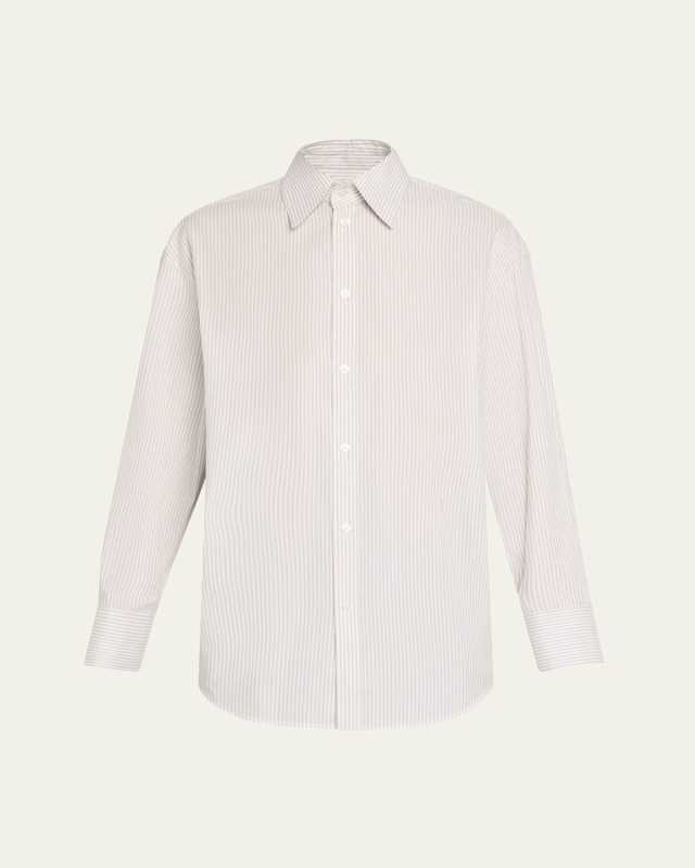 Long-Sleeve Collared Button-Down Blouse